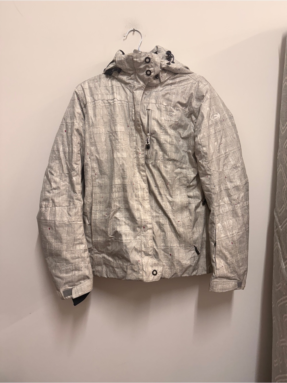Women's Silver Ski Jacket with Hood - Lightweight Insulated Shell